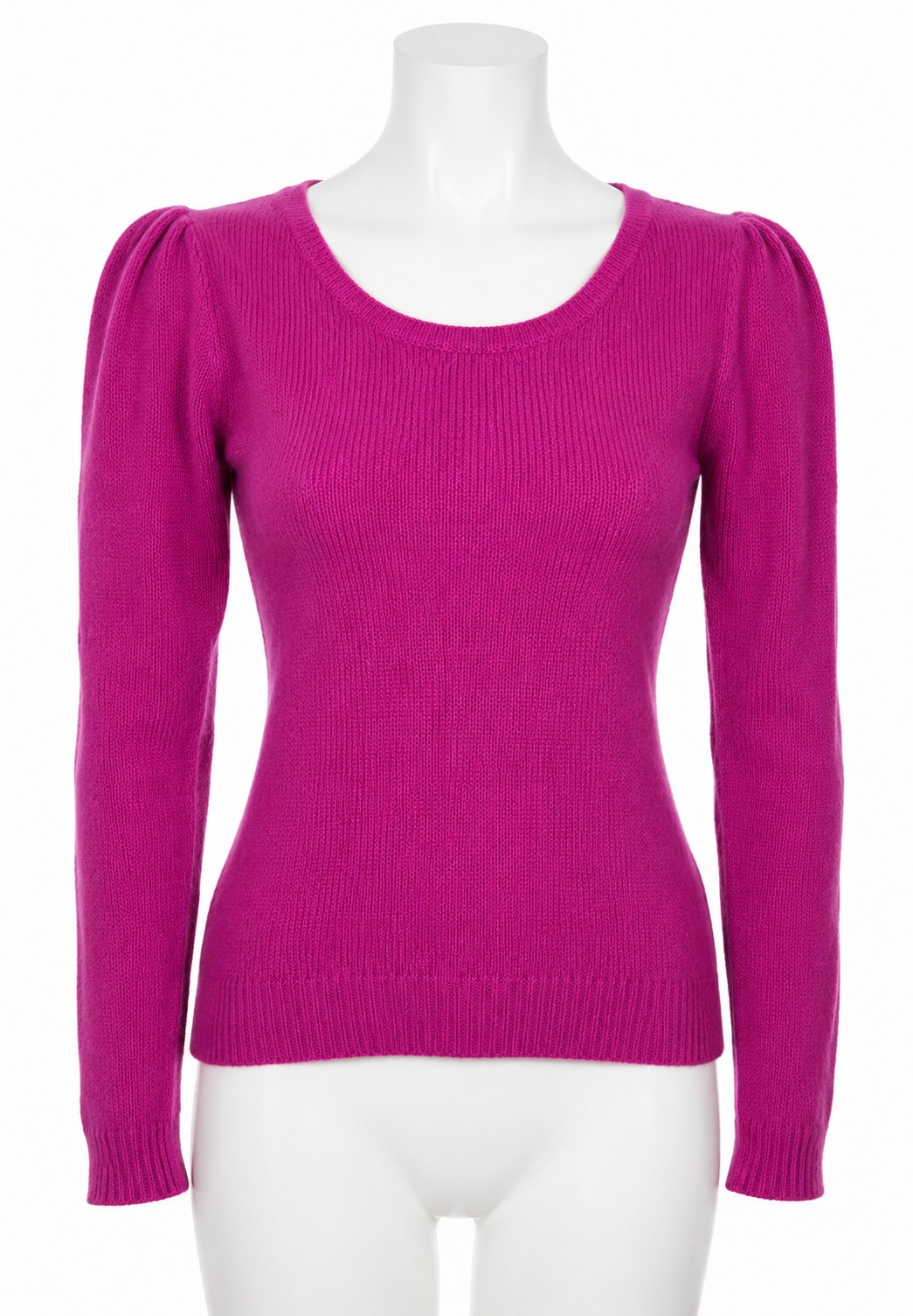 H&M Angora Blend Rib Knit Sweater Pink Ruffle Shoulder Medium